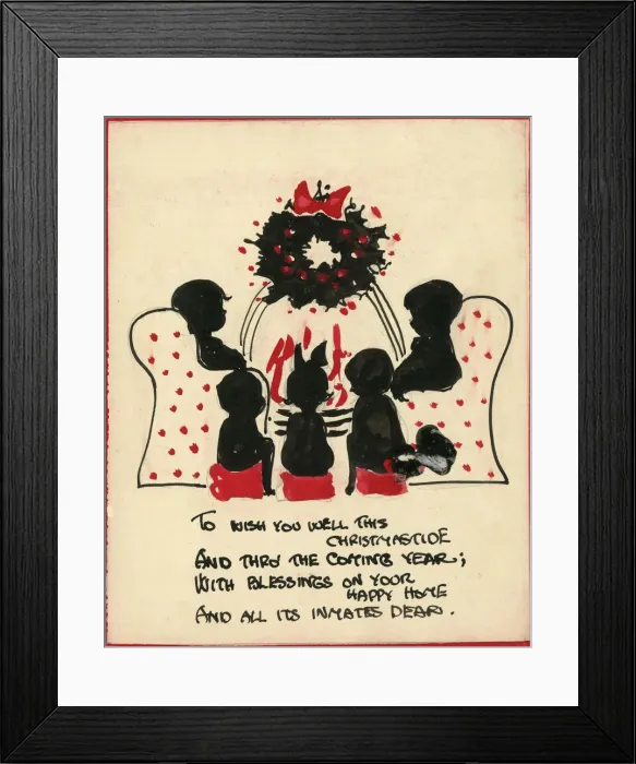 Framed Print : Original Artwork - Family around the fire on Christmas day Framed Print : Original Artwork - Family around the fire on Christmas day