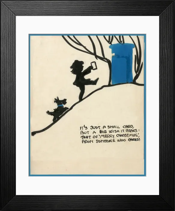 Framed Print : Original Artwork - Up the hill to post a Christmas card Framed Print : Original Artwork - Up the hill to post a Christmas card