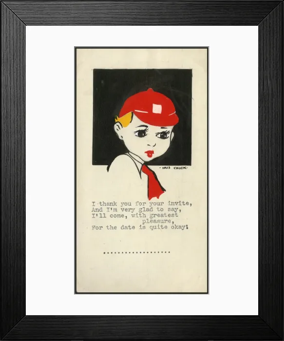 Framed Print : Original Artwork - Card accepting a party invitation Framed Print : Original Artwork - Card accepting a party invitation