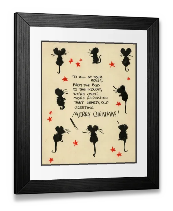 Framed Print : Original Artwork - Christmas greetings from eight mice Framed Print : Original Artwork - Christmas greetings from eight mice