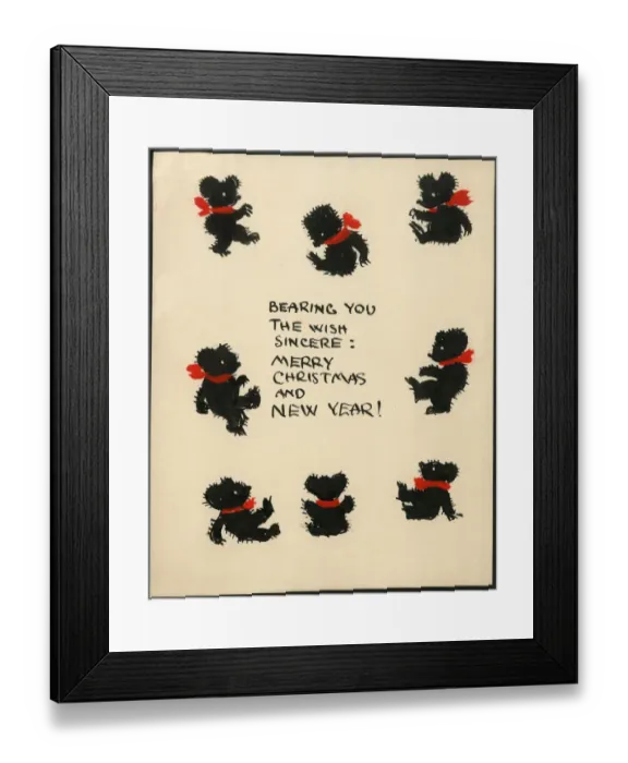 Framed Print : Original Artwork - Christmas greetings from eight teddies Framed Print : Original Artwork - Christmas greetings from eight teddies