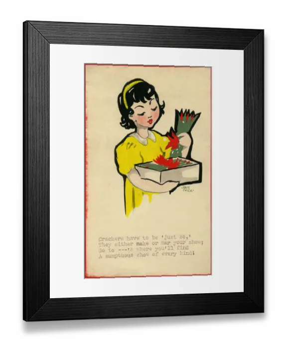 Framed Print : Original Artwork - Girl with box of Christmas crackers Framed Print : Original Artwork - Girl with box of Christmas crackers