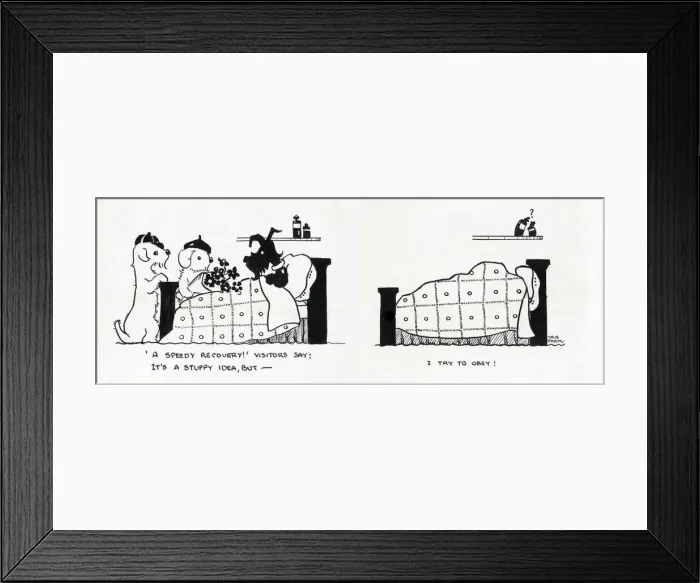 Framed Print : Original Artwork - cartoon strip - Simply Simon ill in bed Framed Print : Original Artwork - cartoon strip - Simply Simon ill in bed