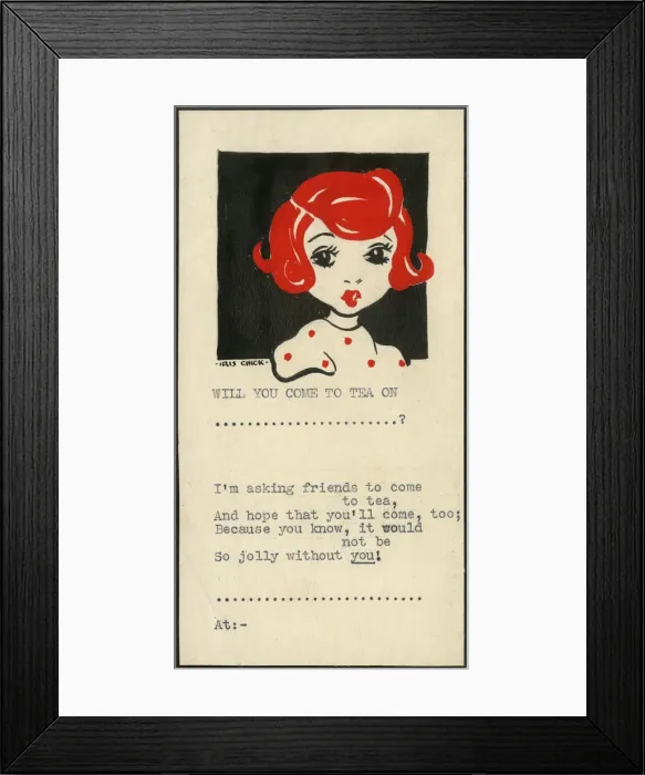 Framed Print : Original Artwork - Come to tea invitation Framed Print : Original Artwork - Come to tea invitation