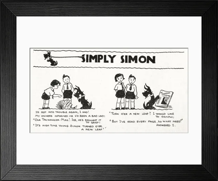 Framed Print : Simply Simon Cartoon Strip by Iris Chick Framed Print : Simply Simon Cartoon Strip by Iris Chick