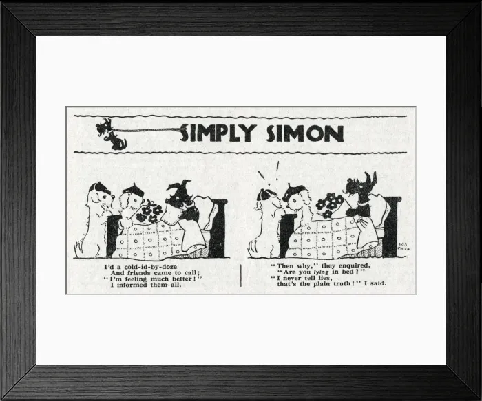 Framed Print : Simply Simon Cartoon Strip by Iris Chick Framed Print : Simply Simon Cartoon Strip by Iris Chick