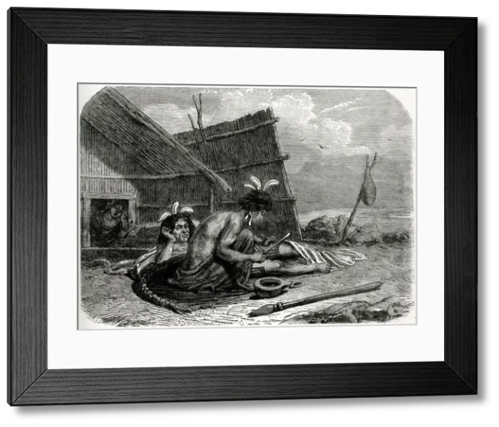 Framed Print : Tattooing a Maori Chief in New Zealand, during a period of conflict that included Framed Print : Tattooing a Maori Chief in New Zealand, during a period of conflict that included