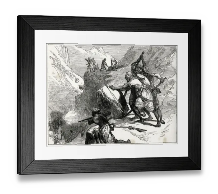 Framed Print : Skirmish in a mountain pass, Lushai Expedition (1871-1872) Framed Print : Skirmish in a mountain pass, Lushai Expedition (1871-1872)