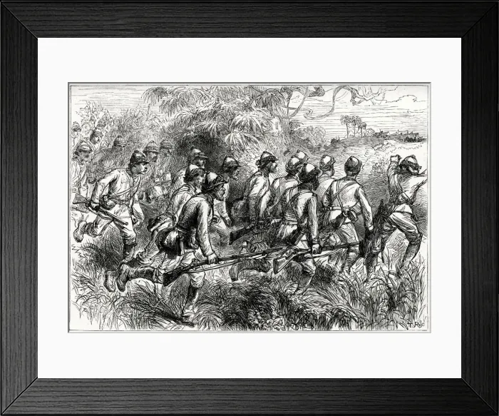 Framed Print : Advance of Highlanders, Battle of Amoaful, 31 January 1874 Framed Print : Advance of Highlanders, Battle of Amoaful, 31 January 1874