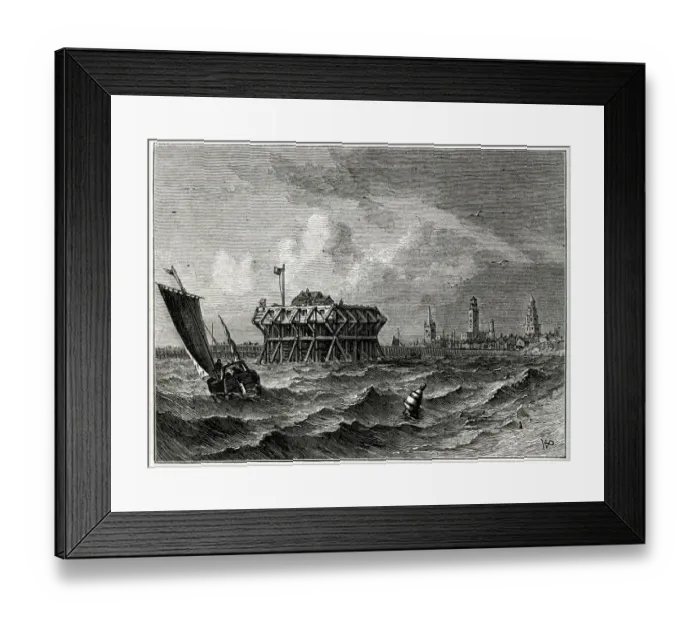 Framed Print : View of Calais, northern French coast, from the sea Date: 19th century Framed Print : View of Calais, northern French coast, from the sea Date: 19th century