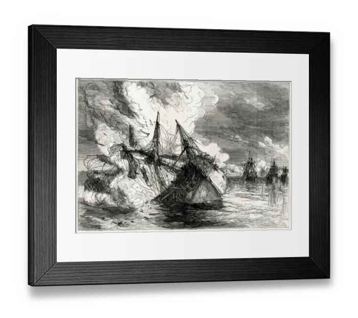Framed Print : English attack on Nova Colonia del Sacramento by East India Company Privateers under Framed Print : English attack on Nova Colonia del Sacramento by East India Company Privateers under
