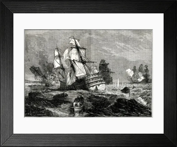 Framed Print : French enemy ships stranded off the Point of Grao (or Grau, the port of Valencia, Spain) Framed Print : French enemy ships stranded off the Point of Grao (or Grau, the port of Valencia, Spain)