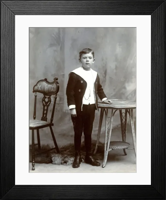 Framed Print : Boy in photographers studio Framed Print : Boy in photographers studio