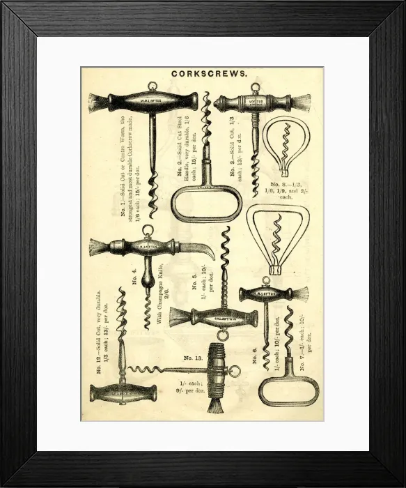 Framed Print : Advert for corkscrews Framed Print : Advert for corkscrews