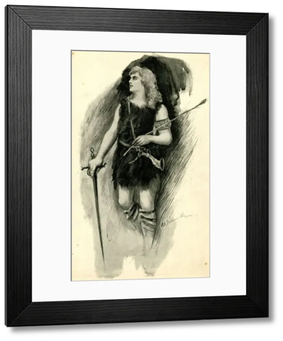Framed Print : Herr Max Alvary as Siegfried in Wagners opera Date: 1890s Framed Print : Herr Max Alvary as Siegfried in Wagners opera Date: 1890s
