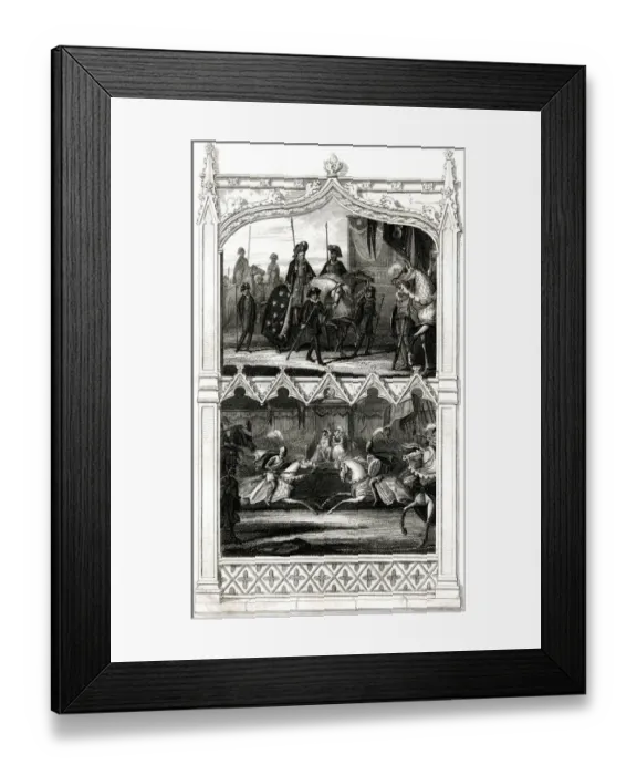 Framed Print : Medieval Jousting Tournament, arrival and contest Framed Print : Medieval Jousting Tournament, arrival and contest