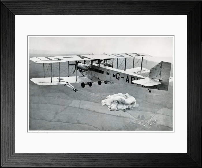 Framed Print : Parachute jump from aircraft