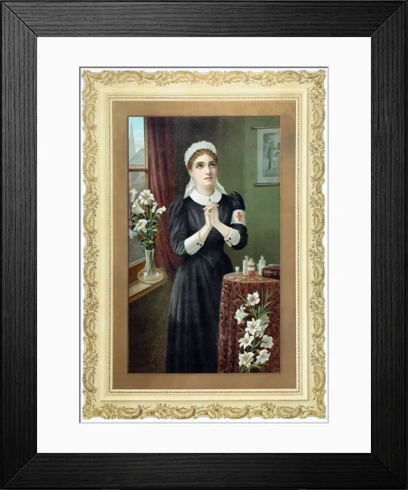 Framed Print : Red Cross nurse praying Framed Print : Red Cross nurse praying