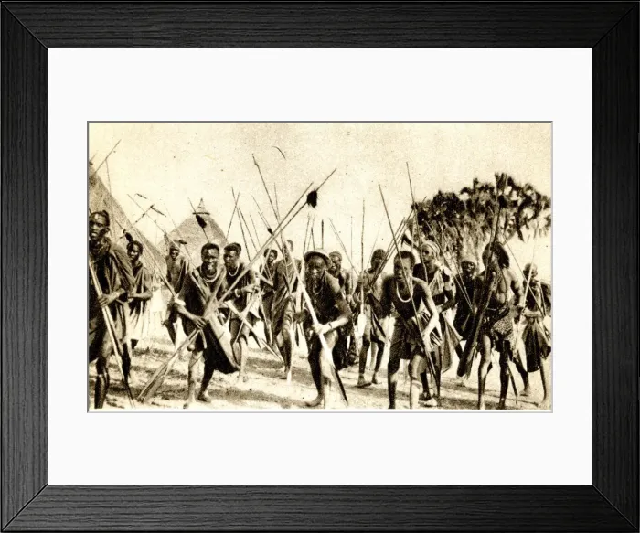 Framed Print : War Dance of Shulluk Warriors, Sudan Framed Print : War Dance of Shulluk Warriors, Sudan
