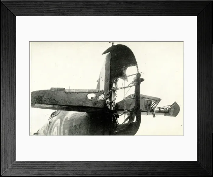 Framed Print : Shot away tail of Hurricane flown safely home, WW2 Framed Print : Shot away tail of Hurricane flown safely home, WW2
