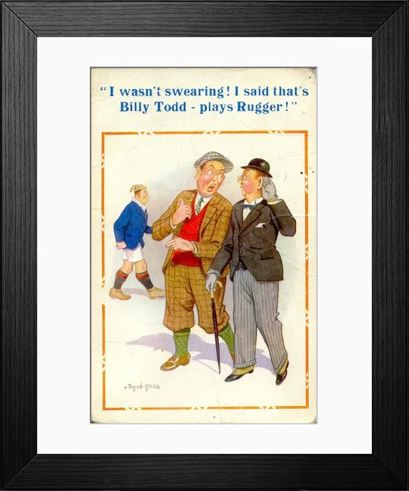 Framed Print : Comic postcard, Deaf man misunderstands Date: 20th century Framed Print : Comic postcard, Deaf man misunderstands Date: 20th century