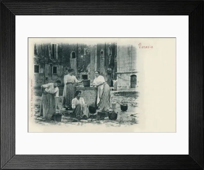 Framed Print : Local Women fetching drinking water from a well - Venice Framed Print : Local Women fetching drinking water from a well - Venice