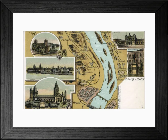 Framed Print : Mainz, Germany on the River Rhine