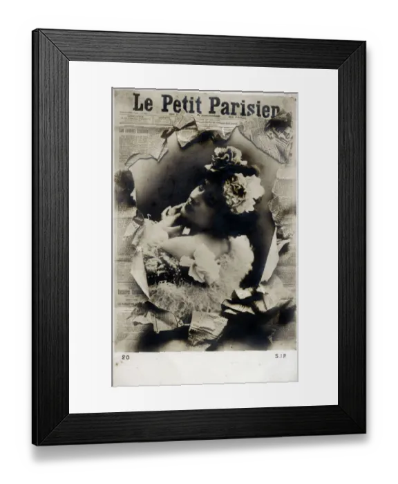 Framed Print : French girl bursts through Le Petit Parisien Framed Print : French girl bursts through Le Petit Parisien