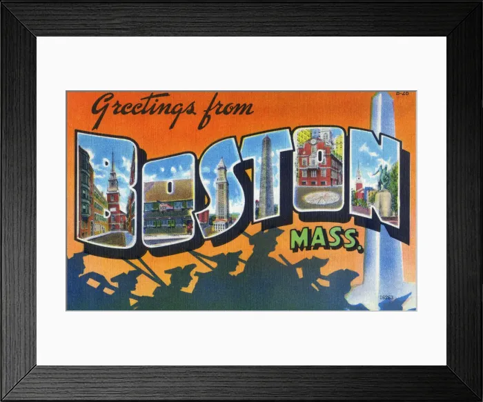 Framed Print : Large Letter card - Greetings from Boston, Massachusetts Framed Print : Large Letter card - Greetings from Boston, Massachusetts