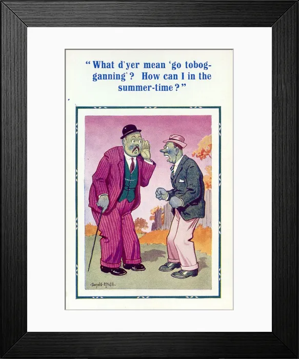 Framed Print : Comic postcard, Deaf man misunderstands Date: 20th century Framed Print : Comic postcard, Deaf man misunderstands Date: 20th century
