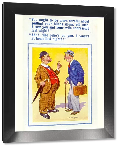 Comic postcard, Two neighbours chatting Date: 20th century