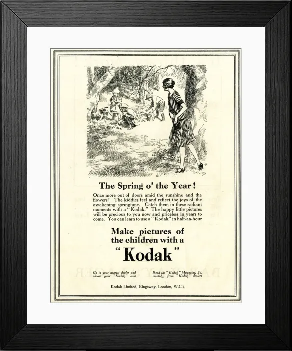 Framed Print : Advert, Kodak Girl, The Spring o the Year Framed Print : Advert, Kodak Girl, The Spring o the Year