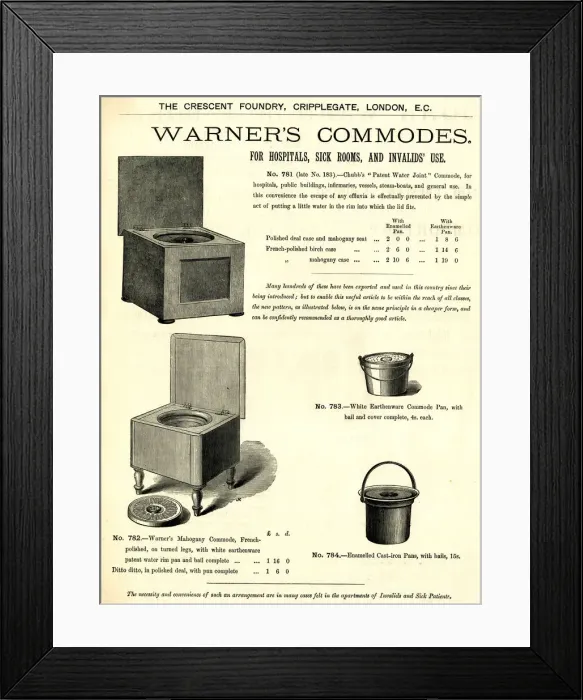 Framed Print : Advertising publicity leaflet, Warners Commodes Framed Print : Advertising publicity leaflet, Warners Commodes