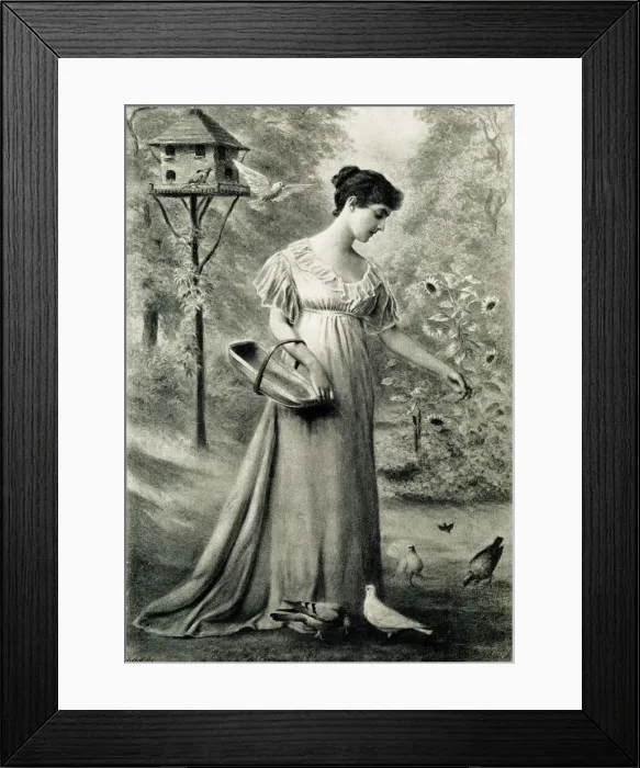 Framed Print : Feeding the Doves, a Living Picture Framed Print : Feeding the Doves, a Living Picture