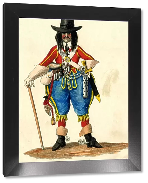 Man in costume, reminiscent Guy Fawkes