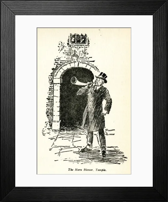 Framed Print : Horn Blower, New Court, the Temple, London Framed Print : Horn Blower, New Court, the Temple, London
