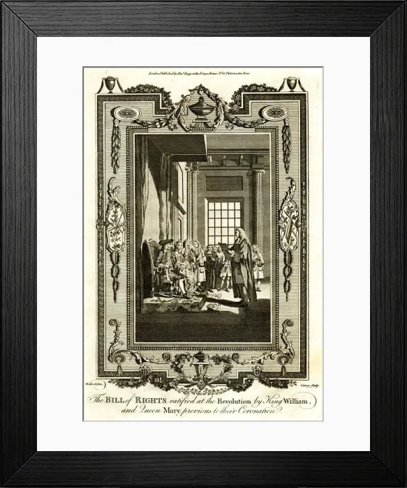 Framed Print : Bill of Rights ratified before Coronation of William & Mary Framed Print : Bill of Rights ratified before Coronation of William & Mary