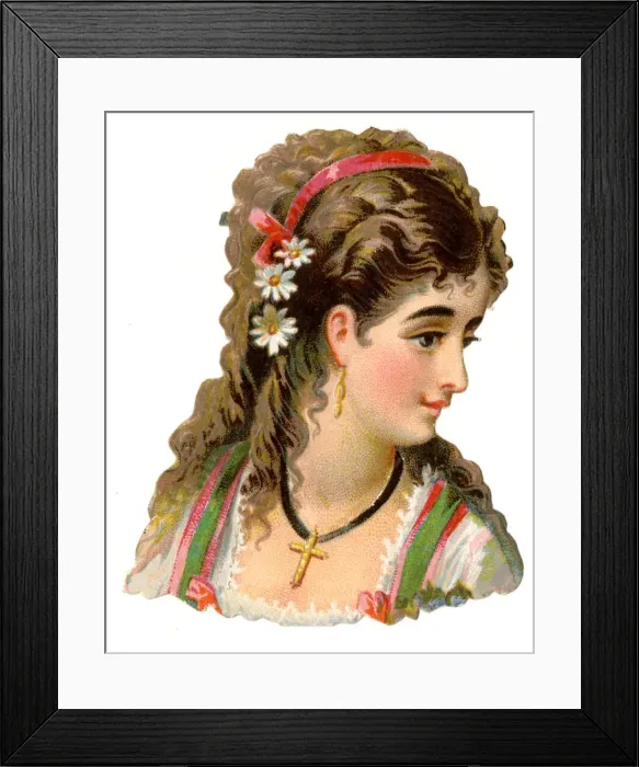 Framed Print : Victorian scrap, Head and shoulders of woman Framed Print : Victorian scrap, Head and shoulders of woman