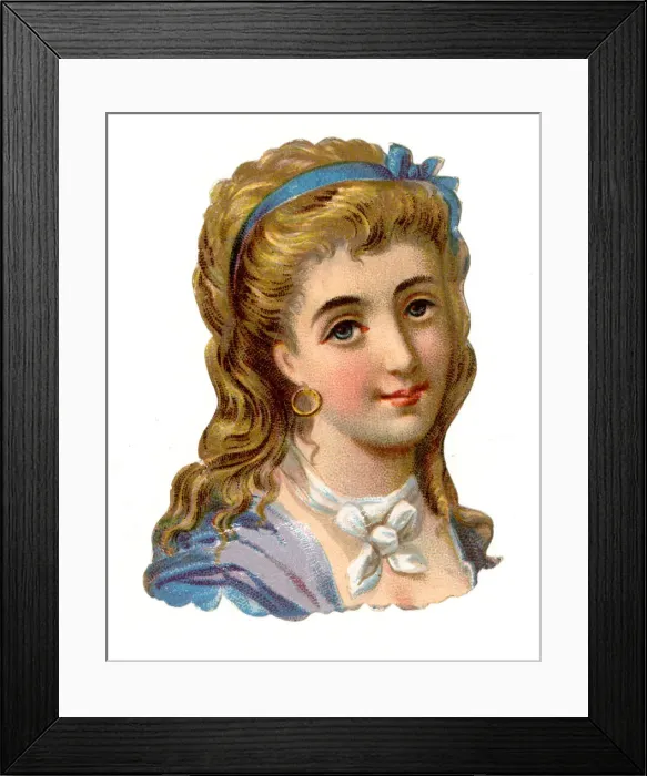 Framed Print : Victorian scrap, Head and shoulders of woman Framed Print : Victorian scrap, Head and shoulders of woman