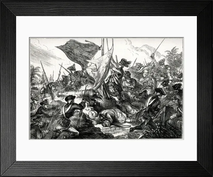 Framed Print : The Taking of Fort Louis, Guadeloupe, West Indies, by British forces against the French Framed Print : The Taking of Fort Louis, Guadeloupe, West Indies, by British forces against the French