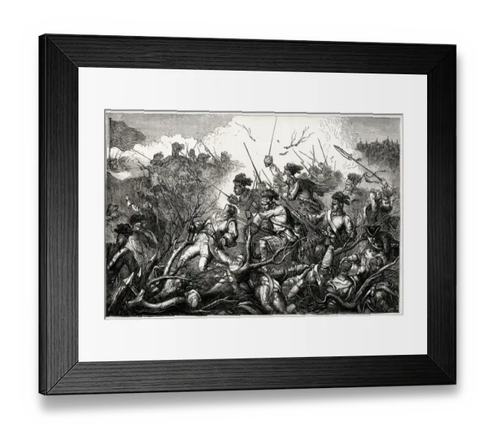Framed Print : Attack by Royal Highlanders on the Ticonderoga Fort, Battle of Ticonderoga Framed Print : Attack by Royal Highlanders on the Ticonderoga Fort, Battle of Ticonderoga