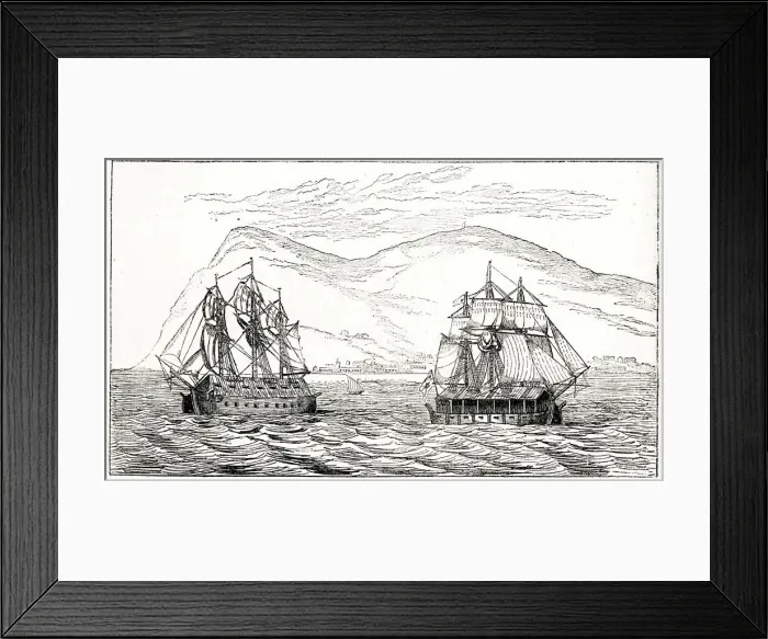 Framed Print : Spanish battering ships, port and starboard, used between 1781 Framed Print : Spanish battering ships, port and starboard, used between 1781