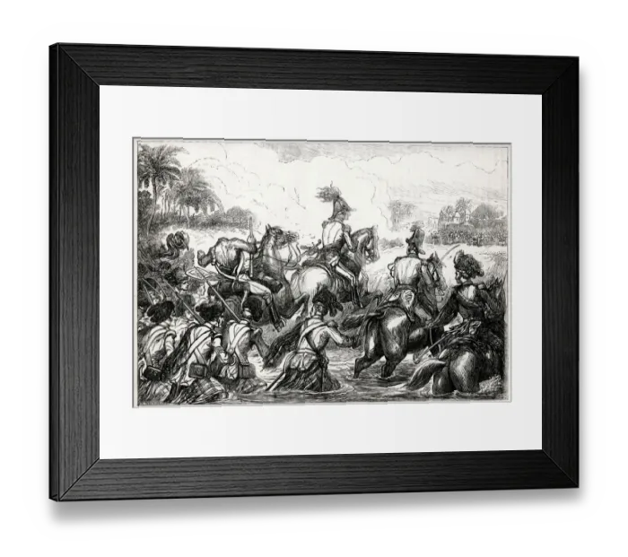 Framed Print : General Sir Arthur Wellesley (later the Duke of Wellington) fording the River Kaitna Framed Print : General Sir Arthur Wellesley (later the Duke of Wellington) fording the River Kaitna