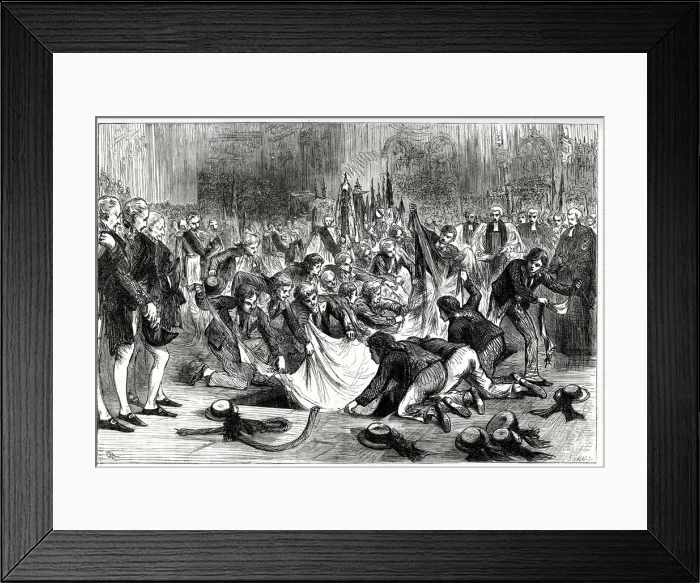 Framed Print : Sailors taking fragments of the flag from HMS Victory at Nelsons funeral in St Paul s Framed Print : Sailors taking fragments of the flag from HMS Victory at Nelsons funeral in St Paul s