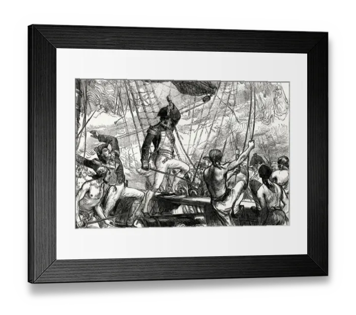 Framed Print : British crew from HMS Pelican boarding and capturing the American brig, USS Argus Framed Print : British crew from HMS Pelican boarding and capturing the American brig, USS Argus