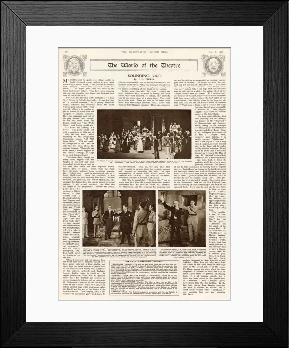 Framed Print : Article - The World of Theatre Date: 1950 Framed Print : Article - The World of Theatre Date: 1950