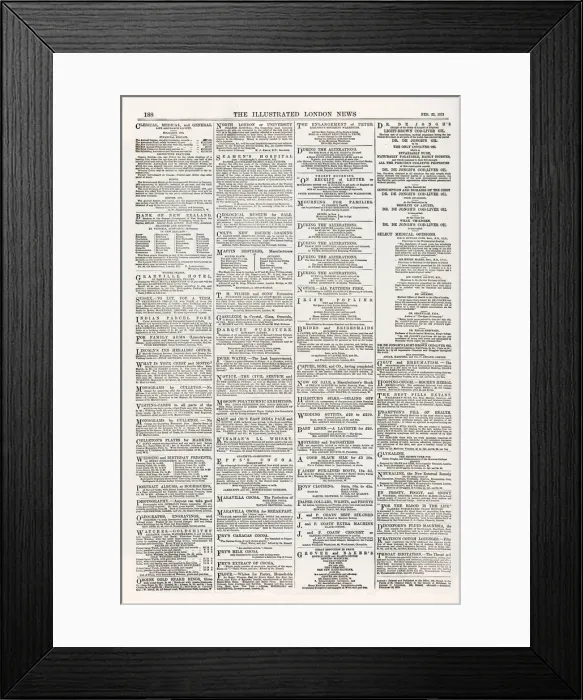 Framed Print : Advertisement Page - ILN Date: 1873 Framed Print : Advertisement Page - ILN Date: 1873