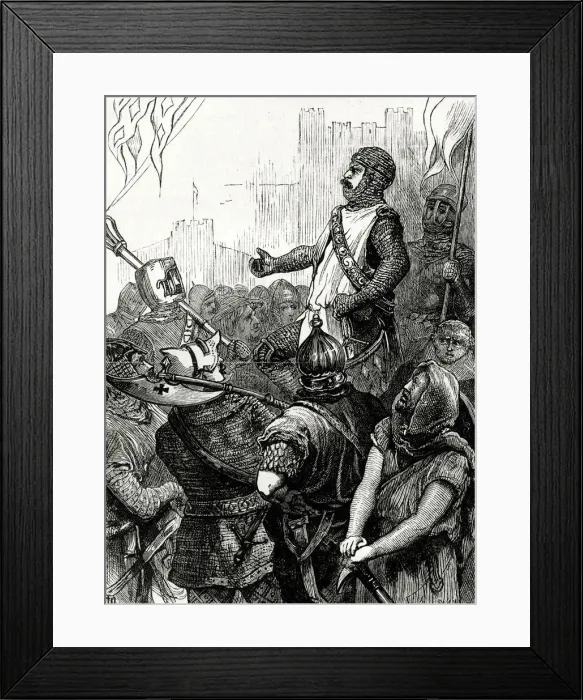 Framed Print : Hubert de Burghs oath to defend Dover Castle from French attack by sea, August 1217