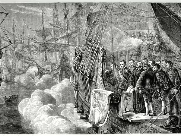 Sir Francis Drakes burial at sea, near Portobelo, Panama