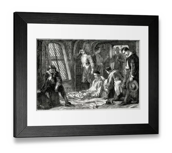 Framed Print : Death of Admiral Robert Blake from old wounds, on board ship, within sight of Plymouth Framed Print : Death of Admiral Robert Blake from old wounds, on board ship, within sight of Plymouth